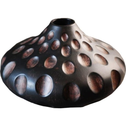 Afrykańska Lampa Stojąca z Abażurem Lnianym w Stylu Rzeźbionego Drewna