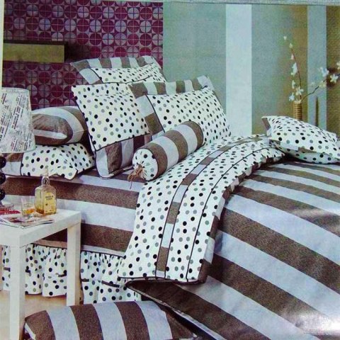 Elegancki Komplet Pościeli Satynowej w Brązowe Pasy