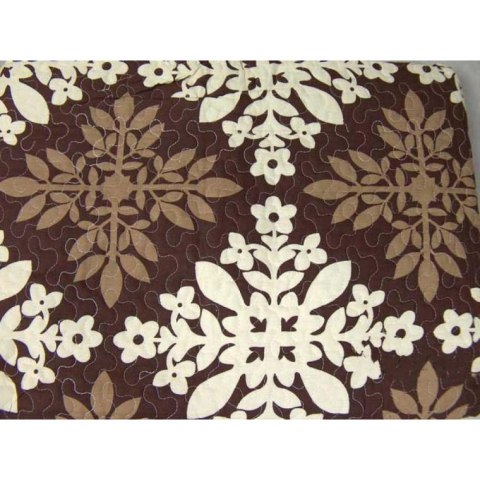 Komplet Narzuta Patchworkowa Kremowo-Brązowa i Poszewki Dwustronne Bawełniane