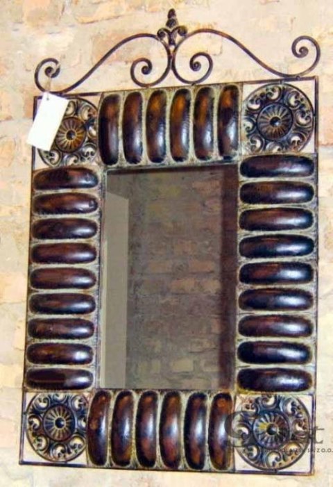 Lustro Prostokątne z Metaloplastyki Czarne 80x54cm