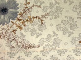 Narzuta patchwork Bawełniana z Wzorem Kwiatowym - Kremowo-Popielata, Dwustronna, W zestawie z Poszewkami