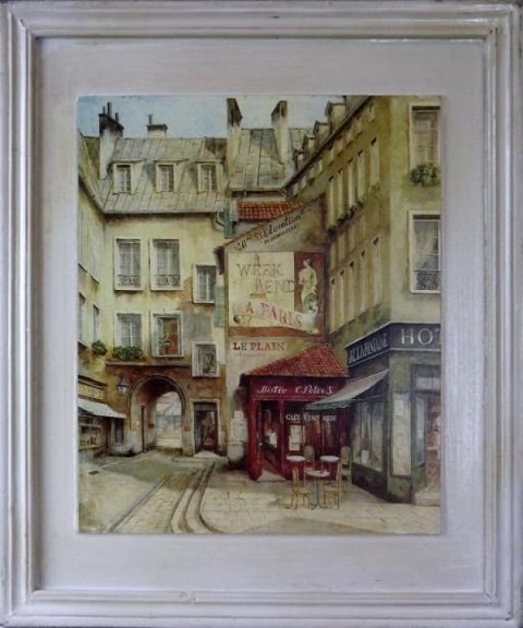 Obraz Paryska Kamienica z Efektem Postarzania 40x49 cm - Część Serii