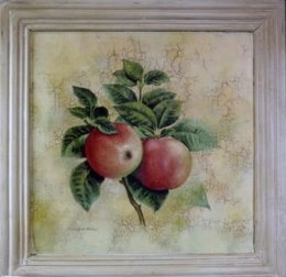 Obraz z Serii Gałązki Owocowe - Jabłka, Efekt Postarzania 41x41cm