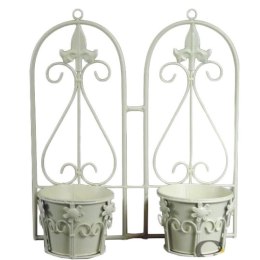 Podwójny Kwietnik Metaloplastyka w Stylu Prowansalskim, Kremowy