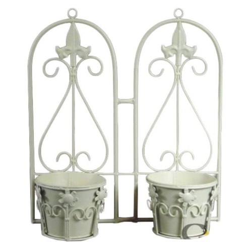 Podwójny Kwietnik Metaloplastyka w Stylu Prowansalskim, Kremowy