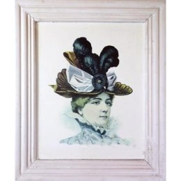 Postarzany Obraz Kobiety w Oliwkowym Kapeluszu 32 x 38 cm - Część Serii