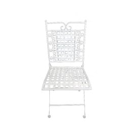 Składane Krzesło z Metaloplastyki w Stylu Prowansalskim Koloru Kremowego 90x38cm