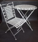 Składane Krzesło z Metaloplastyki w Stylu Prowansalskim Koloru Kremowego 90x38cm