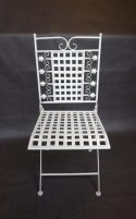 Składane Krzesło z Metaloplastyki w Stylu Prowansalskim Koloru Kremowego 90x38cm