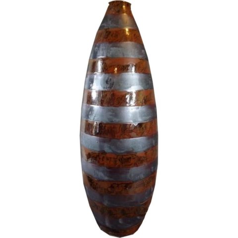 Wazon ceramiczny w brązowe pasy, z kolekcji kamiennej, 60x20 cm