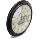 Zegar ścienno-wiszący w czarnej ramie z motywem samochodu, średnica 34 cm