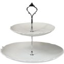 Biała Dwupiętrowa Patera z Uchwytem na Ciasta i Słodycze
