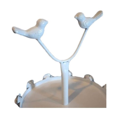 Biała Dwupoziomowa Patera z Ptakami i Różami