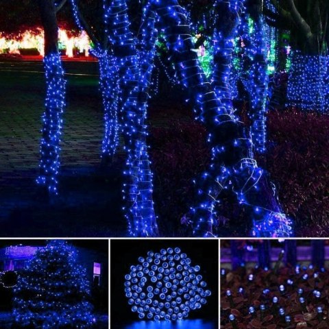 Dekoracja Świetlna Zewnętrzna Niebieska - 100 LED, Łączna, Wysoko Odporna na Warunki Atmosferyczne, Energooszczędna, z Gniazdem 