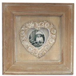 Drewniana stojąca ramka na zdjęcie kolorze brązowym 19.5x19.5 cm