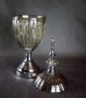 Elegancka Patera z Przydymionego Kryształu i Chromu 18x55cm z Antypoślizgowym Spodem (niższa z kolekcji)