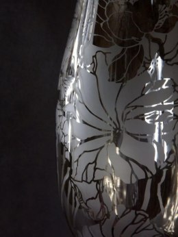 Elegancki Wazon Szklany z Chromem i Kwiatowym Dekorem 15x38 cm - Niższy z Kolekcji