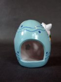 Jajko ceramiczne z zajączkiem lampion w kolorze niebieskim 9x7 cm