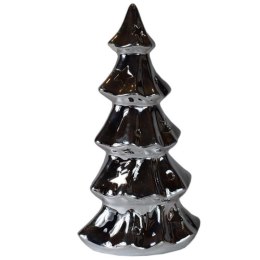 Srebrny Lampion Ceramiczny w Kształcie Choinki na Świecę Tealight