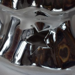 Srebrny Lampion Ceramiczny w Kształcie Choinki na Świecę Tealight