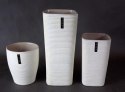 Wazon ceramiczny (osłonka) w prążki w kolorze capuccino 12,8x12,8x15 cm