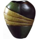 Wazon ceramiczny w kolorach ciemnej zieleni i beżu 21x18x9 cm