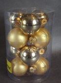 Zestaw 12 Złotych Bombek Szklanych o Średnicy 6cm w Boksie PVC