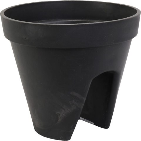 Antracytowa Donica Okrągła na Balustradę z Wytrzymałego Tworzywa Sztucznego - Goliat