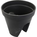 Antracytowa Donica Okrągła na Balustradę z Wytrzymałego Tworzywa Sztucznego - Goliat