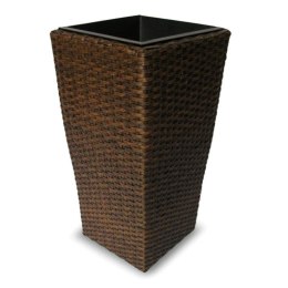 Osłonka na doniczkę z technorattanu, odporna na promienie UV, brązowa, 49 cm