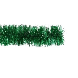 Zielony łańcuch choinkowy z metalizowanej folii, fi 7 cm, długość 2 m.