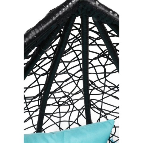 Bujany Fotel ogrodowy Kokon F-03 z Poduszkami Czarno-Niebieski, Stalowy Stelaż, Obciążenie do 120kg