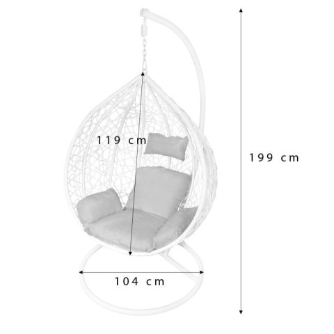 Bujany Fotel ogrodowy Kokon F-03 z Poduszkami Czarno-Niebieski, Stalowy Stelaż, Obciążenie do 120kg