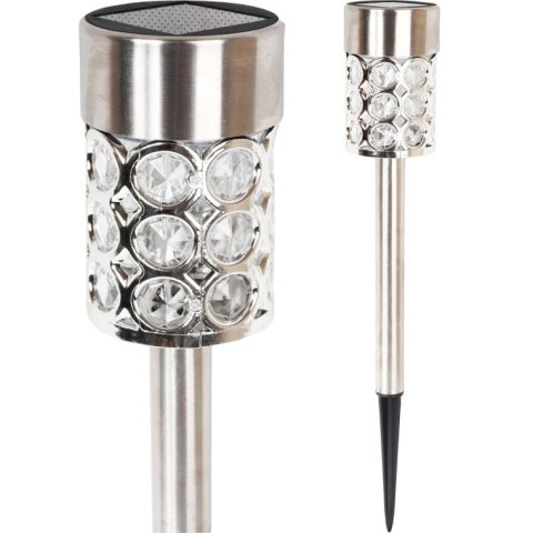 Multikolorowa Srebrna Lampa Ogrodowa Solarna LED 37x6 cm ze Stali Nierdzewnej