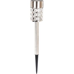 Multikolorowa Srebrna Lampa Ogrodowa Solarna LED 37x6 cm ze Stali Nierdzewnej