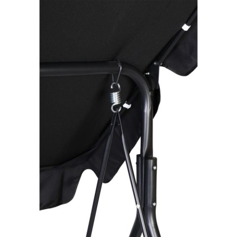 Trzyosobowa Huśtawka Ogrodowa z Regulowanym Dachem i Wytrzymałą Siatką Textilene, Kolor Czarny