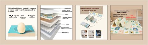 Dwustronna składana kolorowa edukacyjna piankowa mata dziecięca 180x200 cm - wodny świat