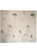 Dwustronna składana kolorowa edukacyjna piankowa mata dziecięca XXL 180x200 cm - misie i słoniki
