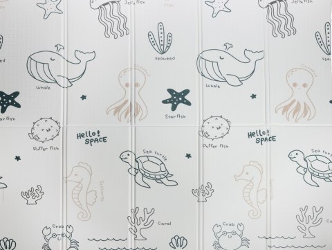 Dwustronna składana kolorowa edukacyjna piankowa mata dziecięca XXL 180x200 cm - słoniki
