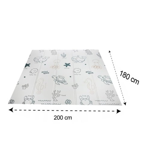 Dwustronna składana kolorowa edukacyjna piankowa mata dziecięca XXL 180x200 cm - słoniki