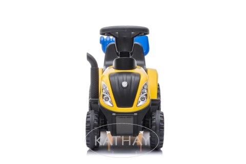 Jeździk odpychacz traktor z przyczepką i funkcjami dźwiękowymi oraz świetlnymi NEW HOLLAND żółty