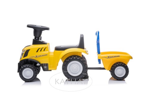 Jeździk odpychacz traktor z przyczepką i funkcjami dźwiękowymi oraz świetlnymi NEW HOLLAND żółty