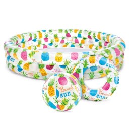 Zestaw basen dmuchany ANANASY 132x28 cm + piłka i kółko INTEX 59469