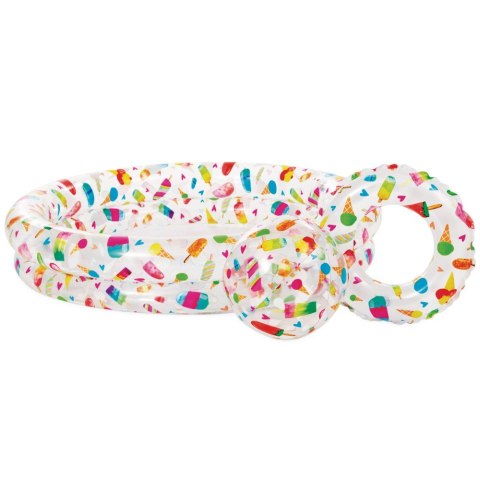 Zestaw basen dmuchany ogrodowy LODY 122x25cm + piłka + koło INTEX 59460