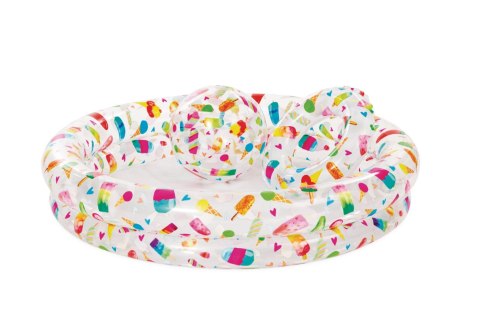 Zestaw basen dmuchany ogrodowy LODY 122x25cm + piłka + koło INTEX 59460