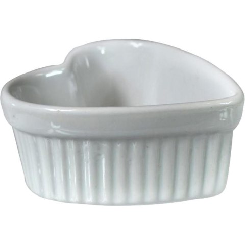 Ceramiczna Foremka do Tarty w Kształcie Serca, Biała, 12 x 11,5 cm