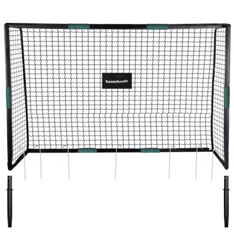 Duża metalowa bramka piłkarska z siatką treningową do gry w piłkę nożną 300x200x120 cm czarno-zielona
