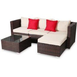 Modułowy zestaw ogrodowy 4-osobowy Technorattan z poduszkami i stołem ze szkła hartowanego SET-1