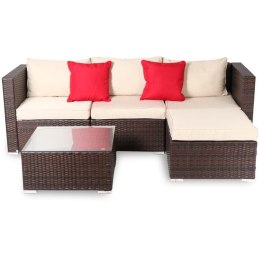 Modułowy zestaw ogrodowy 4-osobowy Technorattan z poduszkami i stołem ze szkła hartowanego SET-1