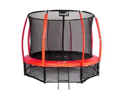 Trampolina Ogrodowa Jumpi 374cm/12FT Maxy Comfort Plus Czerwona Z Wewnętrzną Siatką